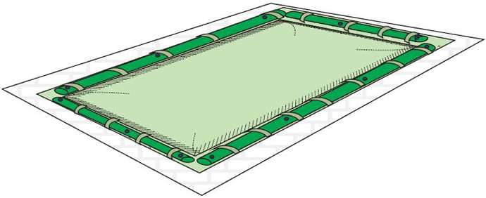 Couverture d'hiver pour piscines enterrées avec sangles et tuyaux 9x3 m - 210 g/m² - Couverture