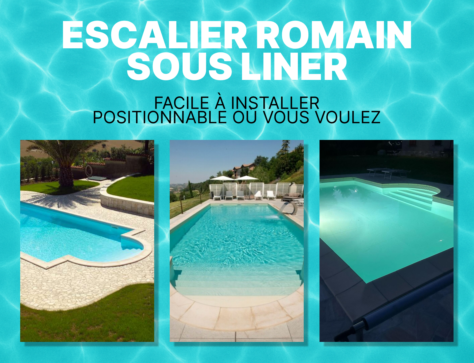 Piscine enterrée FUTURA rectangulaire avec escalier romain sous liner 10x4 – h135 investissement sûr
