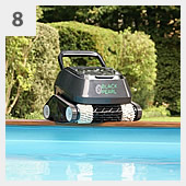 Robot automatique pour nettoyage du fond et des parois piscine enterrée avec escalier romain sous liner 10x4 – h135