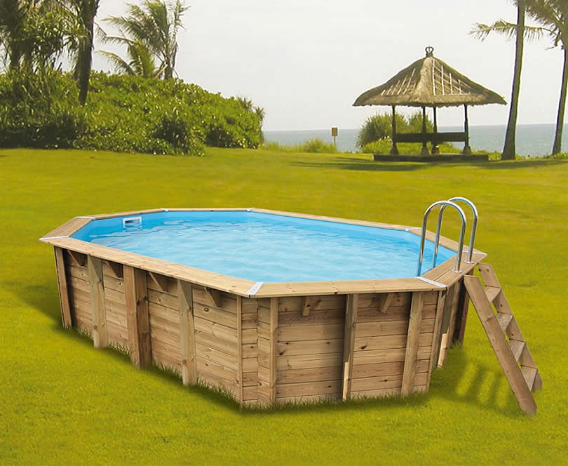 Piscine hors sol en bois OCEAN - liner bleu