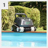 Robot nettoyeur automatique pour fond et parois de piscine hors sol autoportante de jardin en kit panneaux d'acier 9,70x3,05 m - h.135 cm.