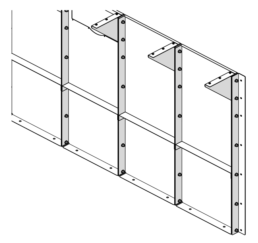 Détail des composants de la structure de la piscine hors sol autoportante en kit panneaux d'acier Futura rectangulaire 9,70x3,05 m - h.135 cm.