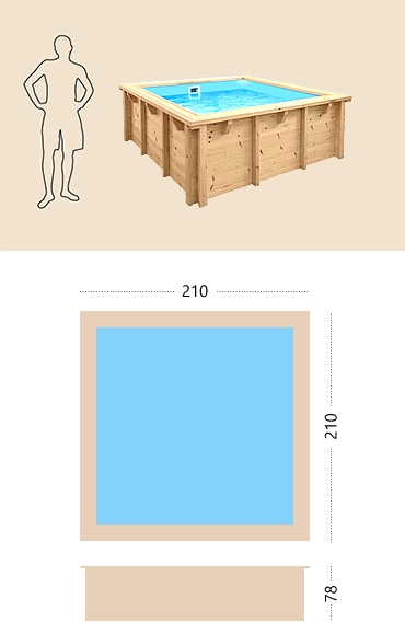 Piscine extérieure hors sol en bois JARDIN BABY 210x210 cm: specifiche tecniche