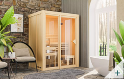 Sauna finlandese classica Ava 1 coibentata con porta classica in vetro bronzato - Immagine 1