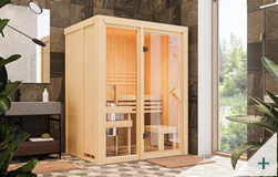 Sauna finlandese classica Ava 1 coibentata con porta classica in vetro bronzato - Immagine 1