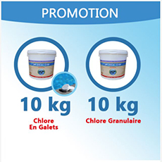 10 Kg De Chlore Granulaire + 10 Kg De Chlore Multifonction En Galets