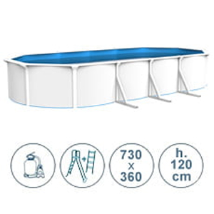 Piscine hors sol ACQUAMARINA acier blanc 730x360x120 cm
