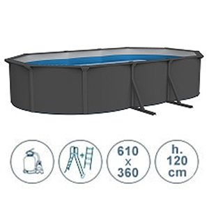 Piscine hors sol ACQUAMARINA acier gris 610x360x120 cm