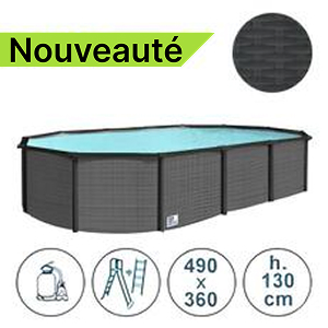 Piscine hors sol en acier acciaio GREY POOL 490x360x130 cm piscine hors sol, piscines hors sol, piscines hors sol, piscine hors sol, piscine en acier, piscines en acier, effett bois, accessoires piscine, vente piscines, filtration au sable