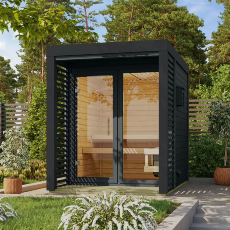 Sauna finlandais d'extérieur en bois massif Paul PC 38 mm Sauna finlandais de jardin en bois d'épicéa nordique